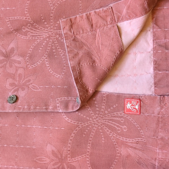 Tommy Bahama 100% Silk Hawaiian Short Sleeve Shirt - Salmon Tropical Floral - L - Picture 7 of 10